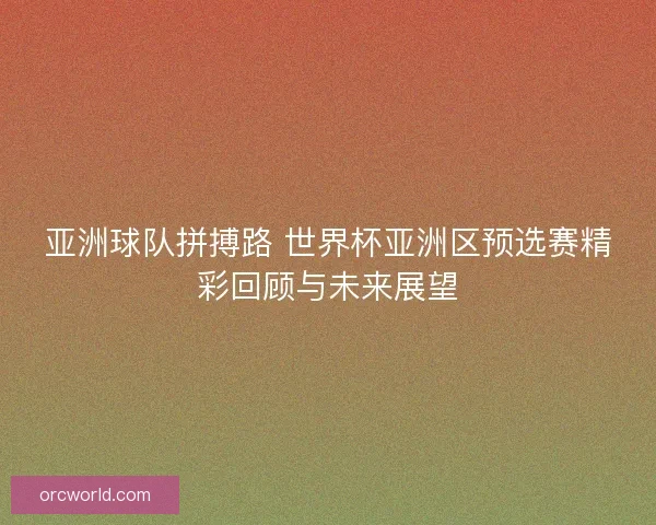 亚洲球队拼搏路 世界杯亚洲区预选赛精彩回顾与未来展望