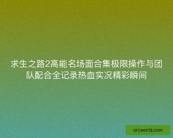 求生之路2高能名场面合集极限操作与团队配合全记录热血实况精彩瞬间